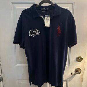 NWT Polo Ralph Lauren Custom Slim Fit XL Men’s Polo Big Pony Logo Navy Burgundy